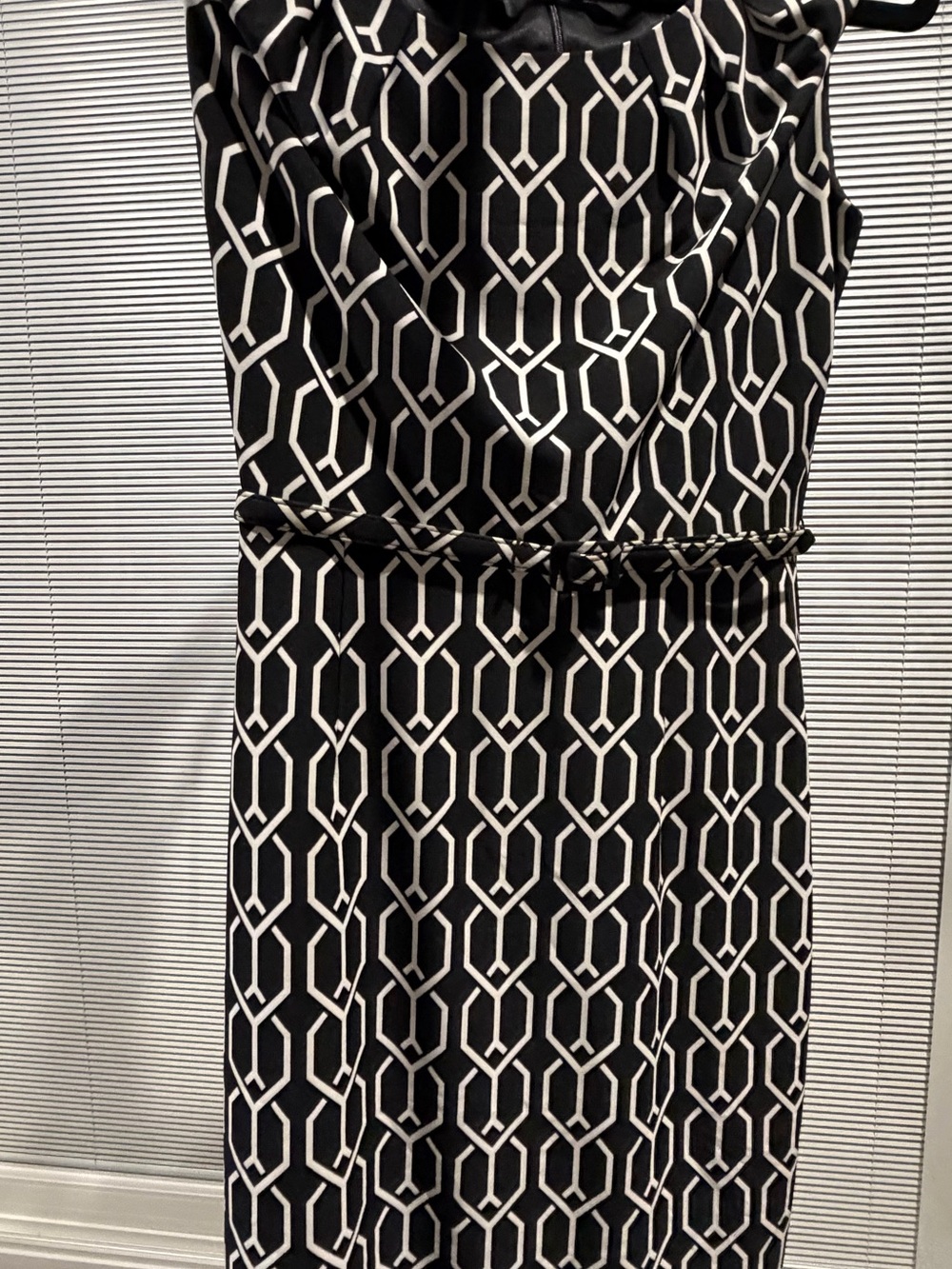 David Meister Black and White Geometric Maxi Dress